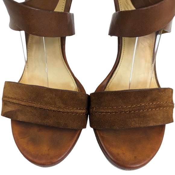 M. Gemi Aperto Women's Size 39.5 US 9 Brown Leather Suede Platform Heel Sandals - Picture 5 of 15